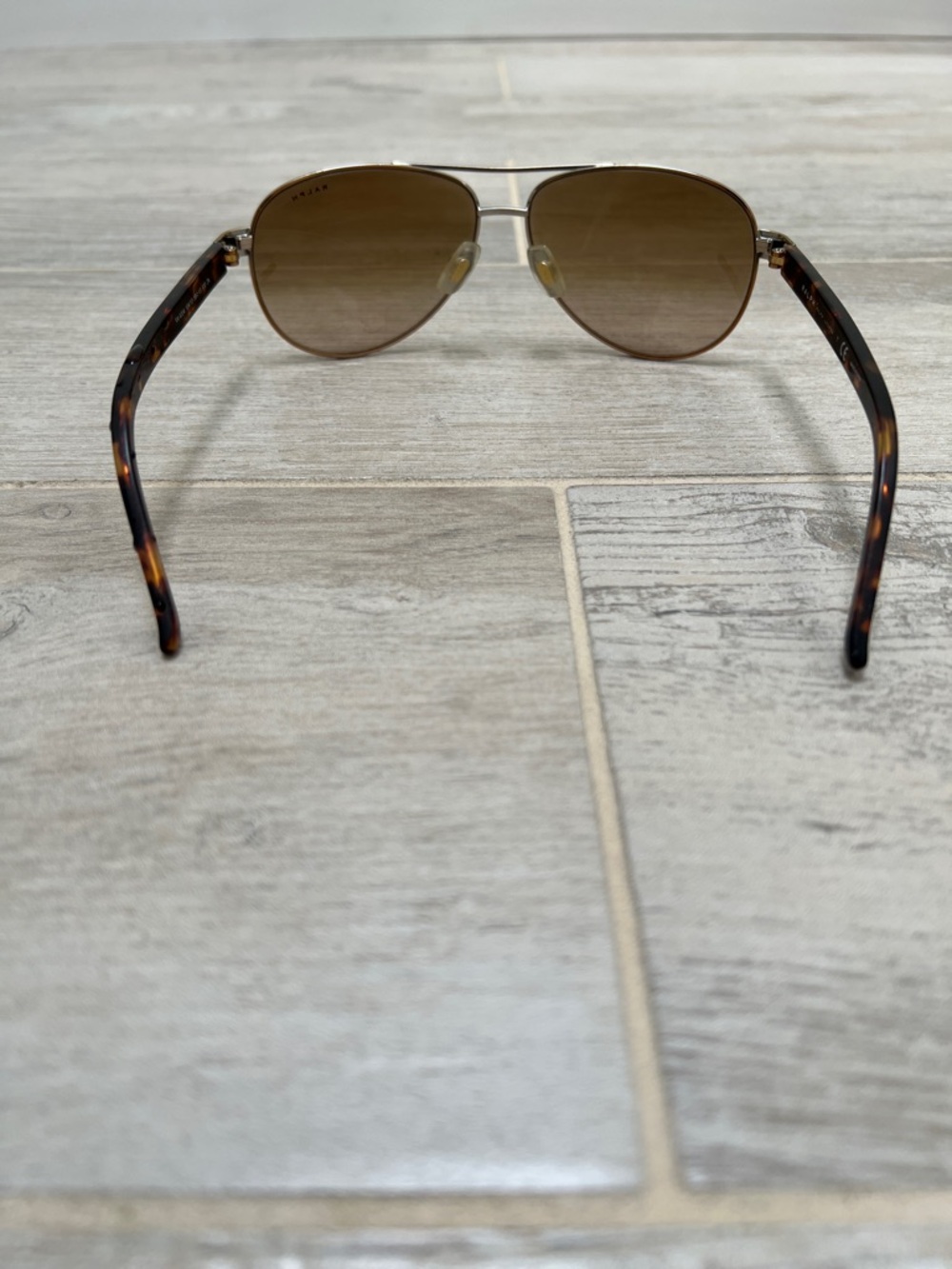 Ralph Lauren Gold Frame Brown Lens Aviator Sunglasses - Picture 4 of 10